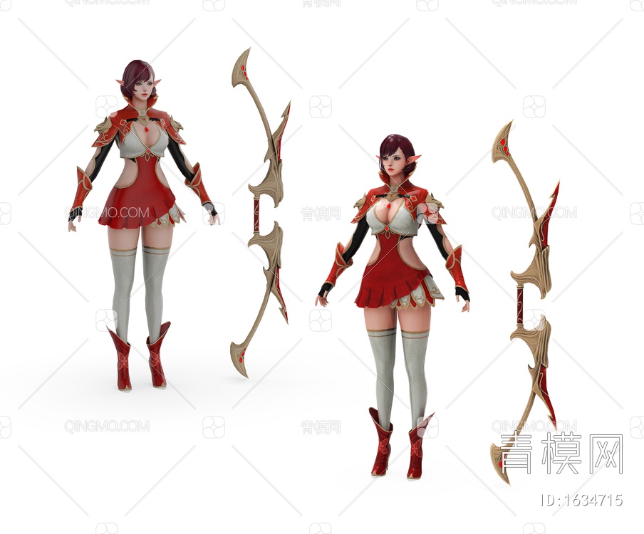 游戏角色 弓箭女生3D模型下载【ID:1634715】