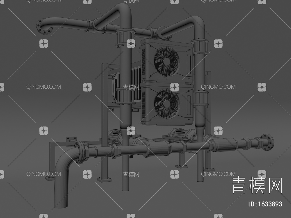 工业设备 管道_电机_机械构造_散热器_空调扇3D模型下载【ID:1633893】