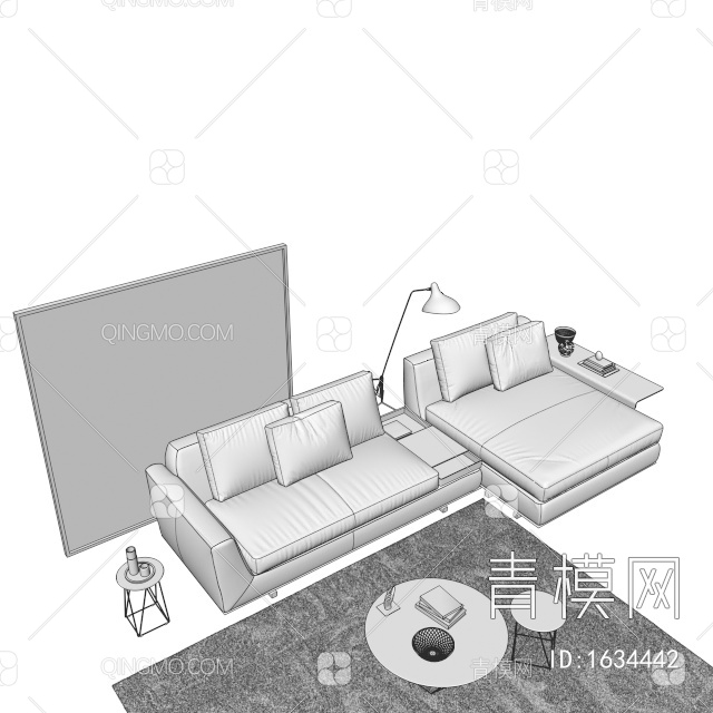 沙发茶几组合3D模型下载【ID:1634442】