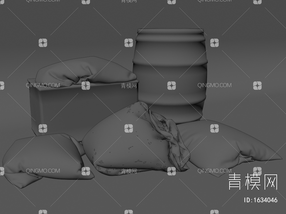 袋子 木桶3D模型下载【ID:1634046】