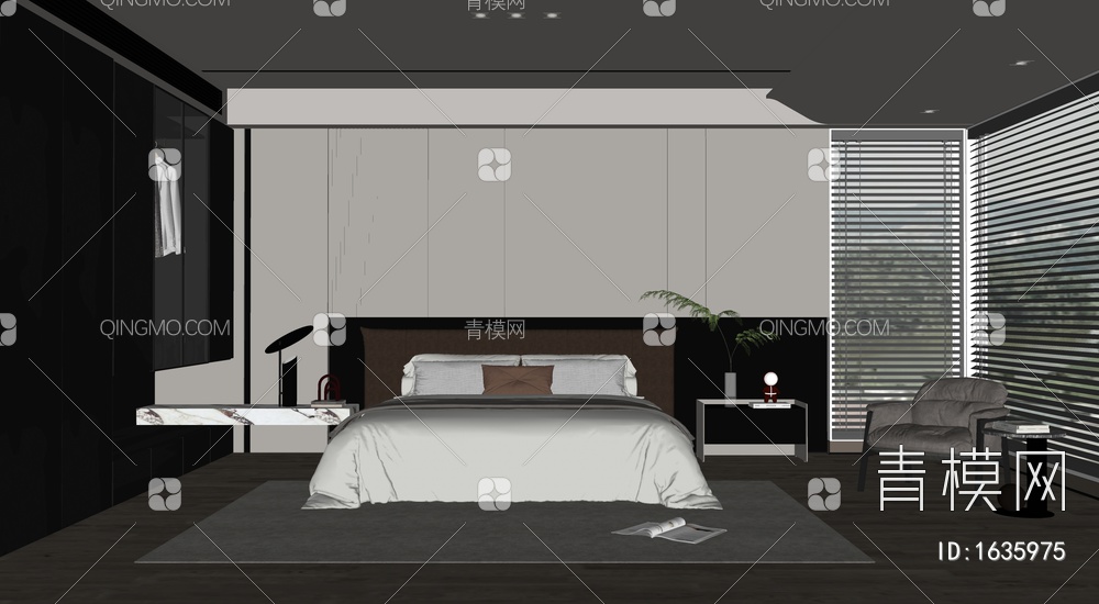 卧室SU模型下载【ID:1635975】