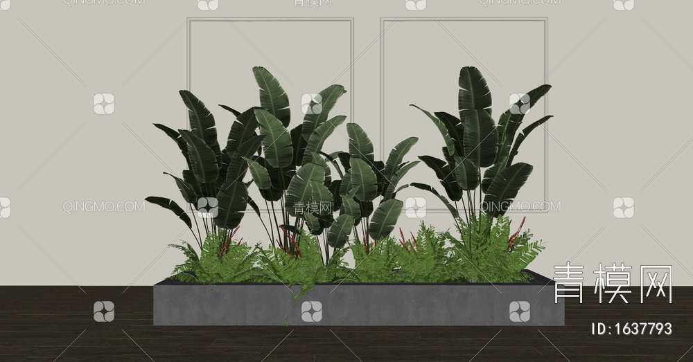 植物组合 绿植堆SU模型下载【ID:1637793】