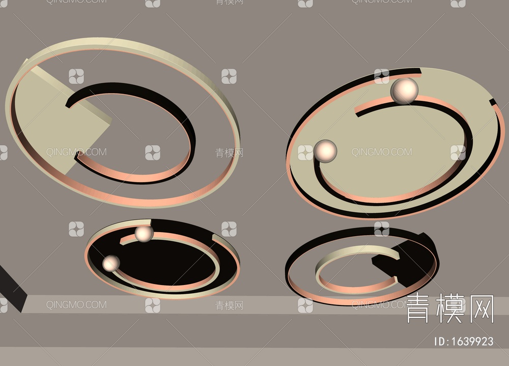 吸顶灯 客厅灯 卧室灯 圆形灯具组合SU模型下载【ID:1639923】