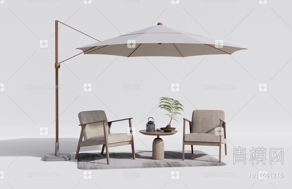 户外椅 休闲椅 户外桌椅 蕨类盆栽 茶具3D模型下载【ID:1641216】