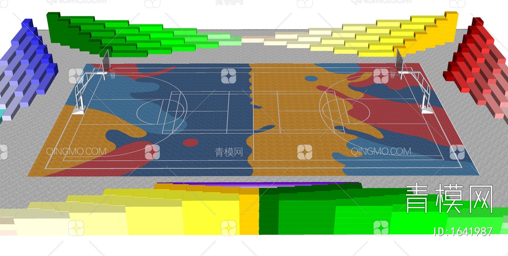 篮球场 户外篮球场SU模型下载【ID:1641987】