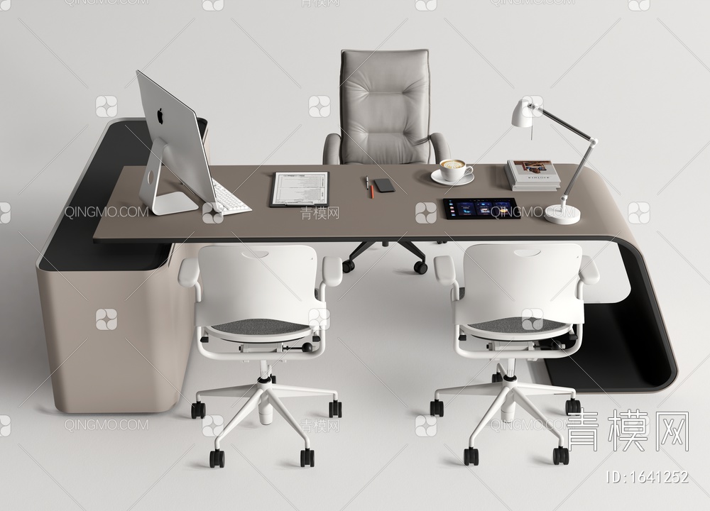 经理办公桌椅 老板办公桌 书桌椅3D模型下载【ID:1641252】