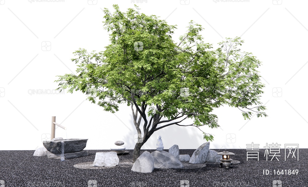 景观造景 庭院景观小品 景观树 石头3D模型下载【ID:1641849】