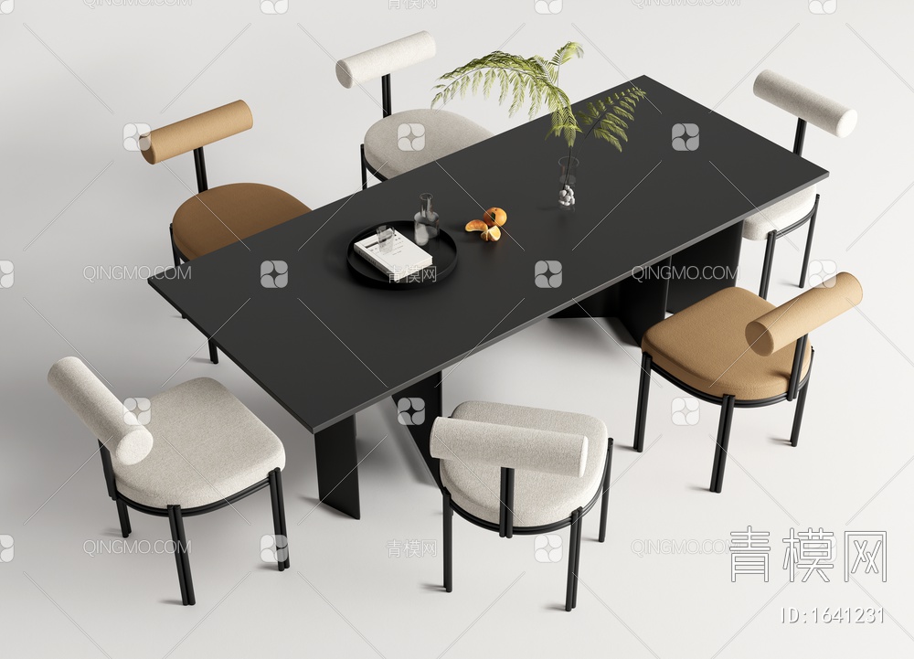 Minotti餐桌椅组合 餐桌椅 摆件3D模型下载【ID:1641231】