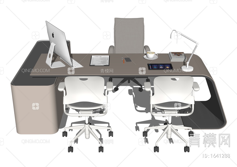 经理办公桌椅 老板办公桌 书桌椅SU模型下载【ID:1641288】
