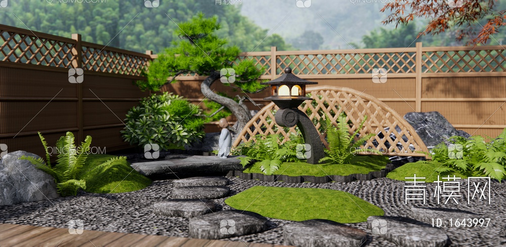 禅意庭院景观3D模型下载【ID:1643997】