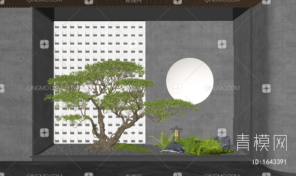 室内植物造景 庭院小品 造型树木 植物堆 景观石头 苔藓SU模型下载【ID:1643391】