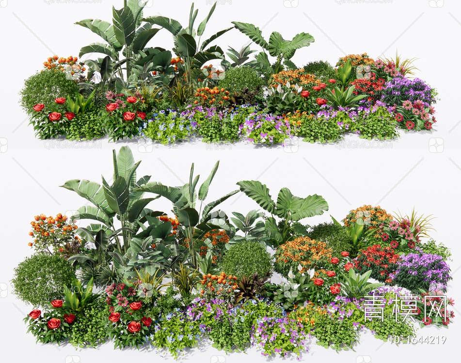 植物组合 花境 植物堆 花草3D模型下载【ID:1644219】
