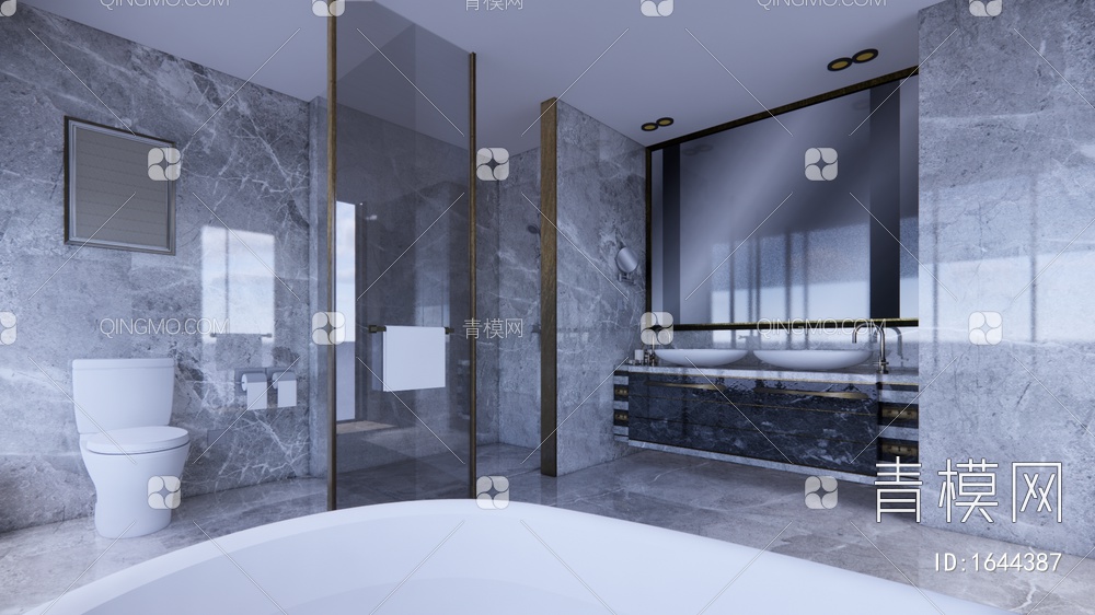 卫生间,洗手台，淋浴室，手盆，镜子SU模型下载【ID:1644387】