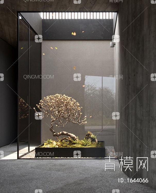 室内景观造景 庭院小品 盆景树 蕨类植物3D模型下载【ID:1644066】