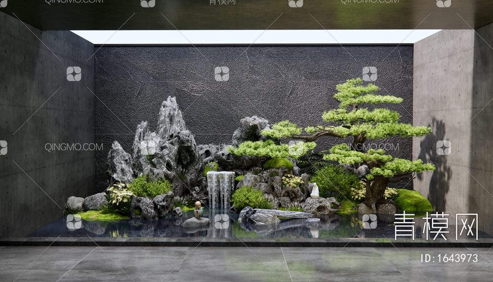 假山水景 叠水景观3D模型下载【ID:1643973】