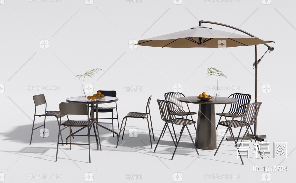 铁艺户外休闲桌椅 商业外摆桌椅 洽谈桌椅 餐桌椅 咖啡桌3D模型下载【ID:1643754】
