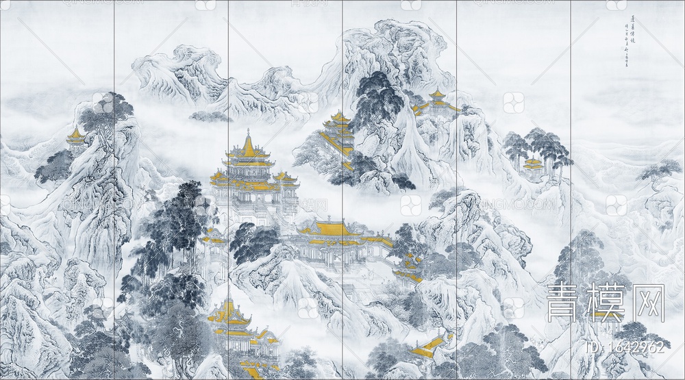 高清中式山水壁画贴图贴图下载【ID:1642962】