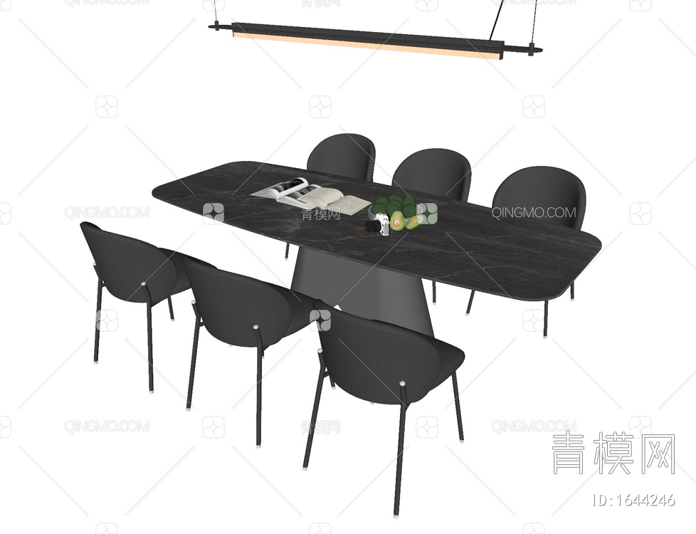 餐桌椅组合SU模型下载【ID:1644246】