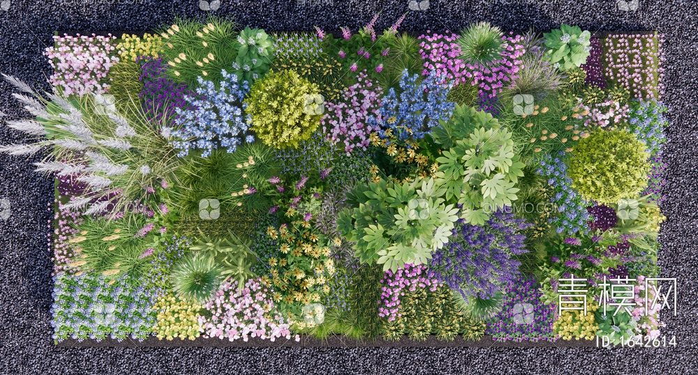 花草植物 花境 植物堆 植物景观SU模型下载【ID:1642614】