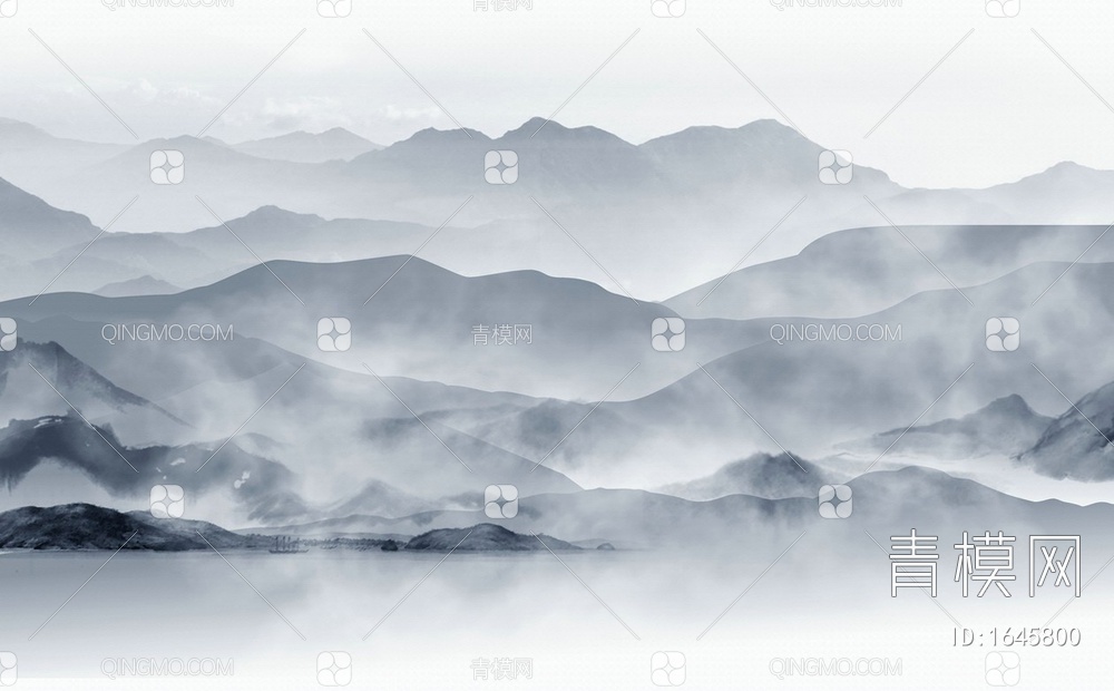 新中式山水壁画贴图 (2)贴图下载【ID:1645800】