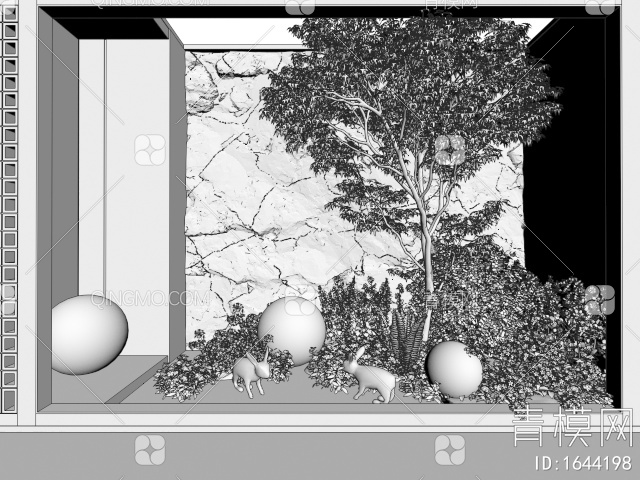 植物堆景观 植物组合 花境 花草 草丛 室内植物造景 庭院小品3D模型下载【ID:1644198】