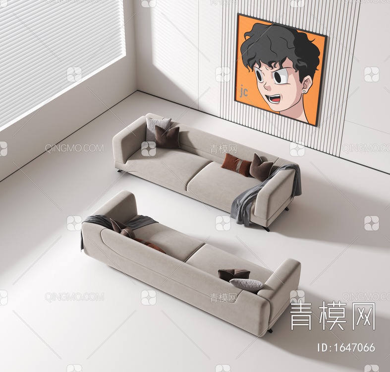 双人沙发3D模型下载【ID:1647066】