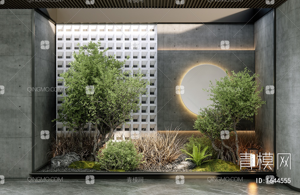 庭院小品 室内植物造景 造型树木 植物堆 灌木 花草3D模型下载【ID:1644555】