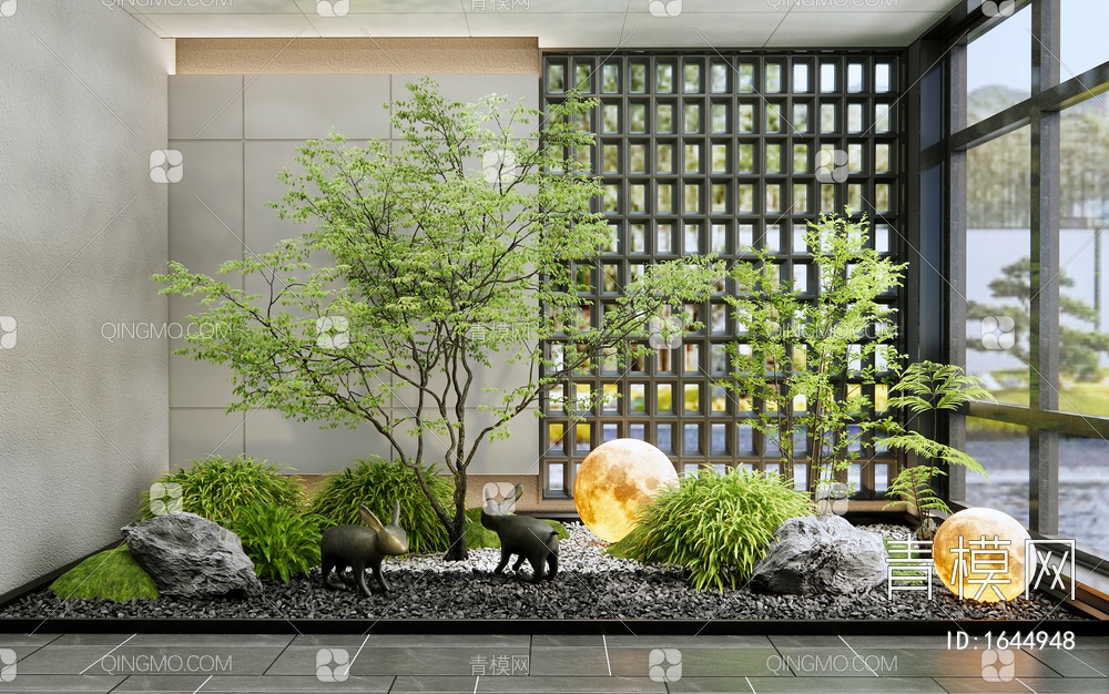 庭院小品 室内景观造景 乔木 植物景观 蕨类植物SU模型下载【ID:1644948】