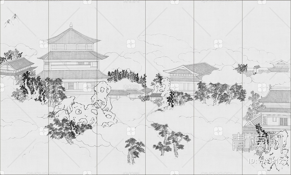 新中式山水壁画贴图 (3)贴图下载【ID:1645812】