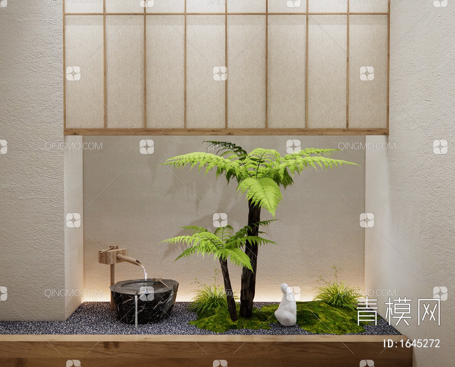 室内景观造景 苔藓植物 蕨类植物 水钵SU模型下载【ID:1645272】