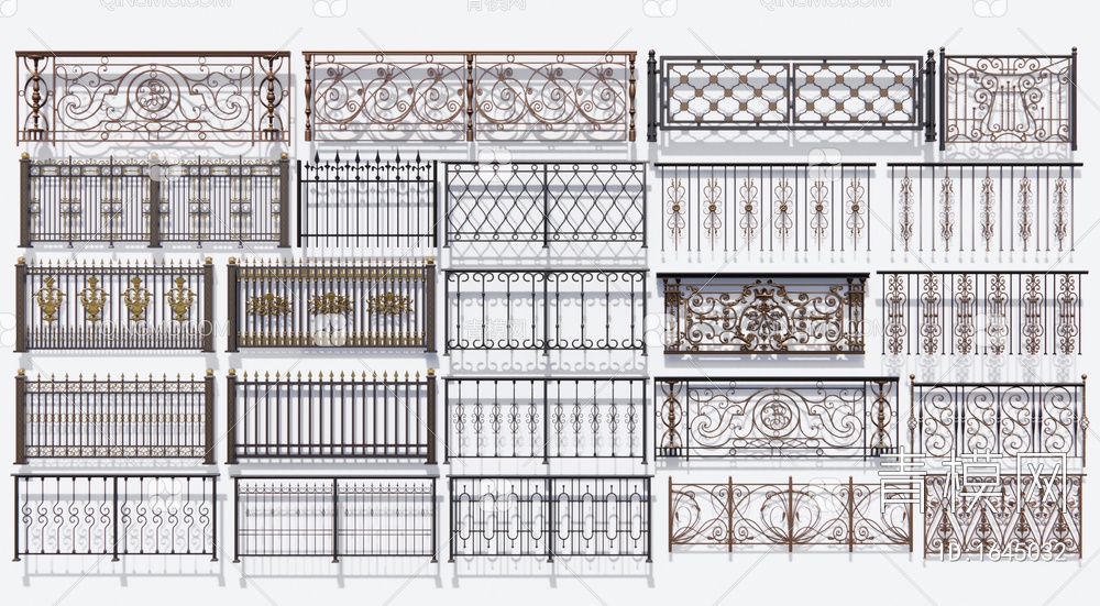 铁艺栏杆 围栏 护栏SU模型下载【ID:1645032】