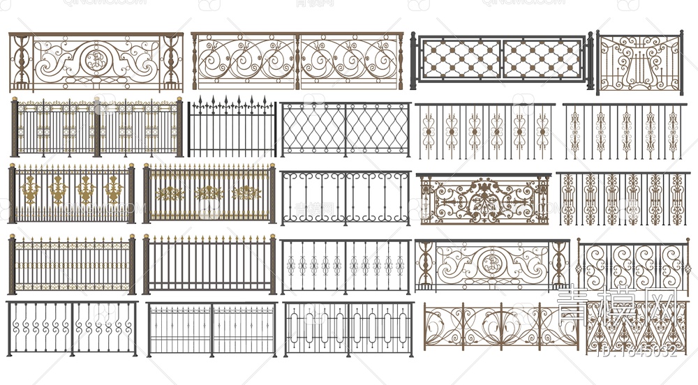 铁艺栏杆 围栏 护栏SU模型下载【ID:1645032】