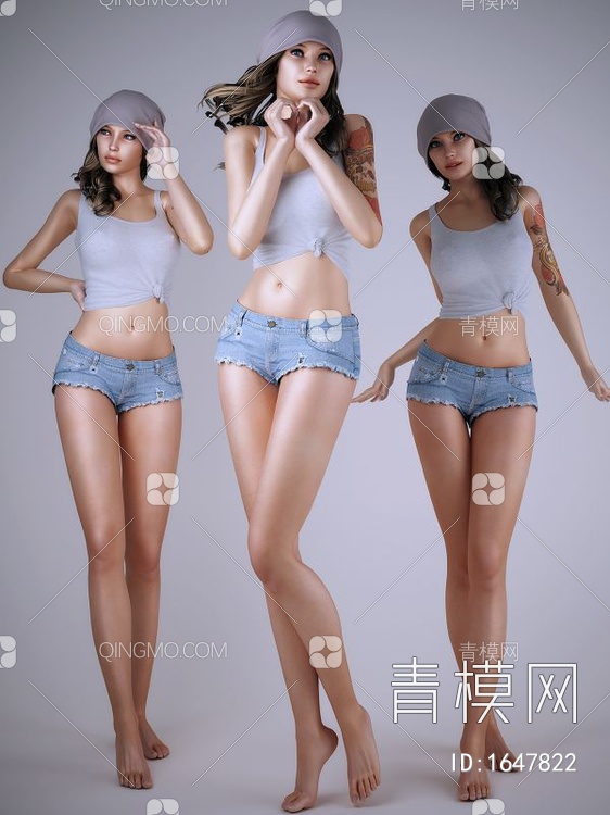 性感美女人物3D模型下载【ID:1647822】