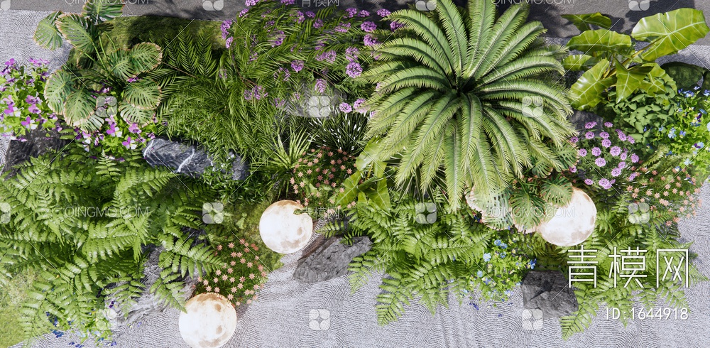 植物组合 花草 花境 植物堆 灌木 蕨类植物 肾蕨 苔藓SU模型下载【ID:1644918】