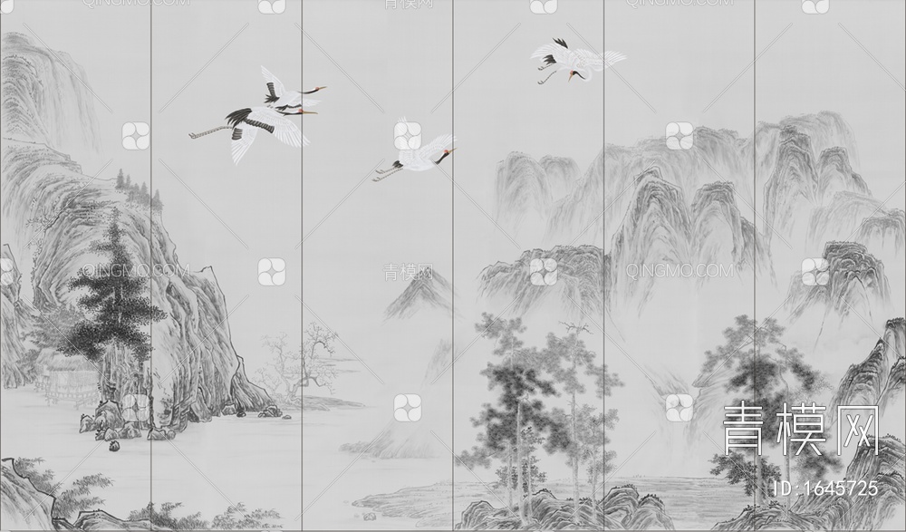 新中式壁画_壁纸贴图贴图下载【ID:1645725】