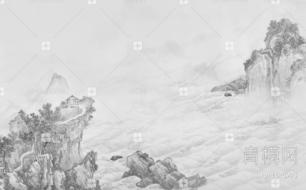 中式山水壁画贴图贴图下载【ID:1645998】