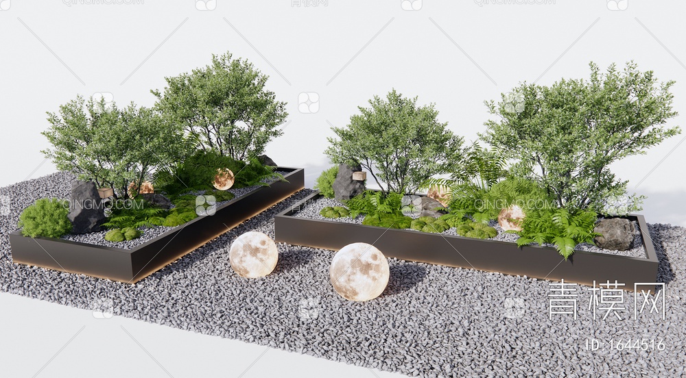 植物组合 植物堆 植物盆栽 灌木 乔木3D模型下载【ID:1644516】