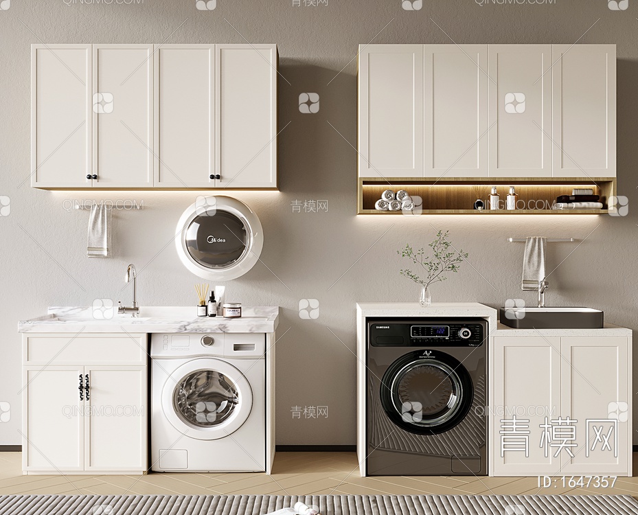 洗衣机柜 滚筒洗衣机 壁挂式洗衣机3D模型下载【ID:1647357】