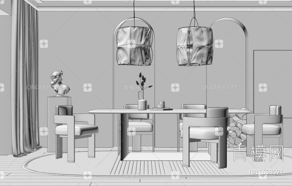 餐桌椅3D模型下载【ID:1638591】