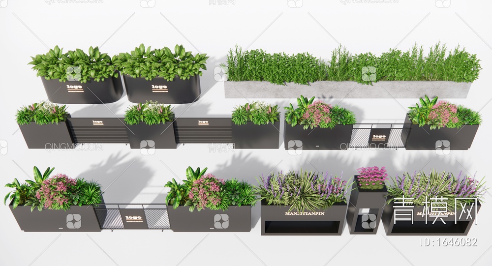 植物花箱 花草 植物组合 植物堆3D模型下载【ID:1646082】