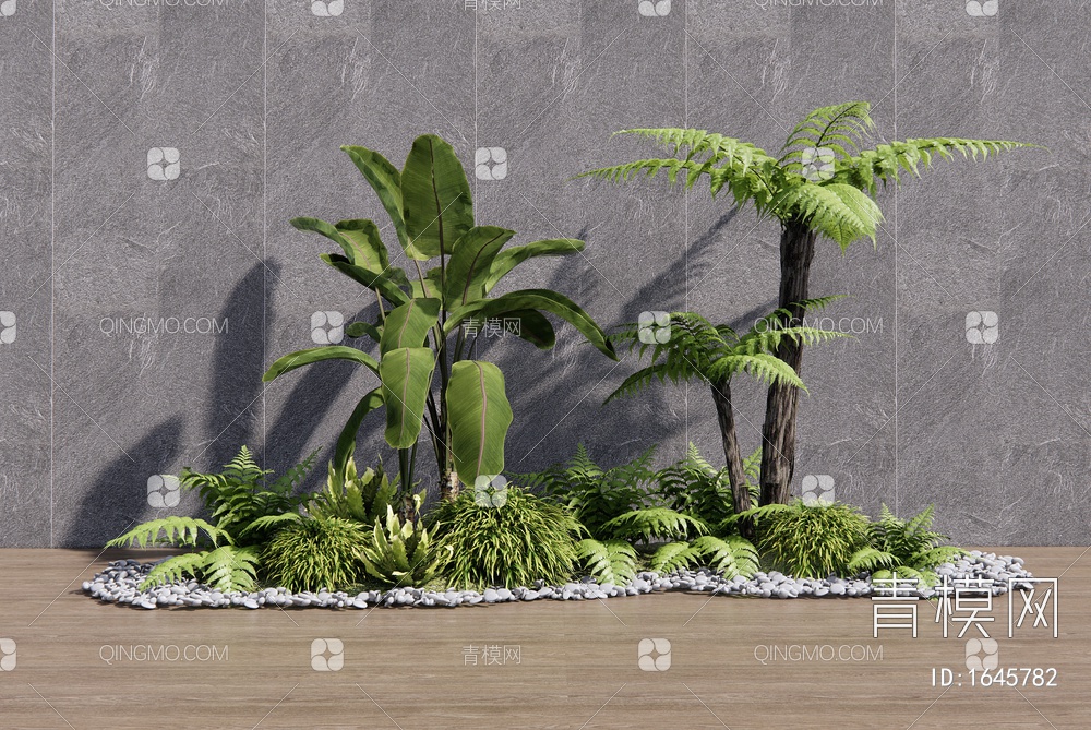 植物堆景观 植物组合 绿植 蕨类植物SU模型下载【ID:1645782】