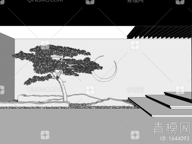 景观造景 景观石 条石 松树 迎客松 景墙 示范区景观 庭院景观3D模型下载【ID:1644093】