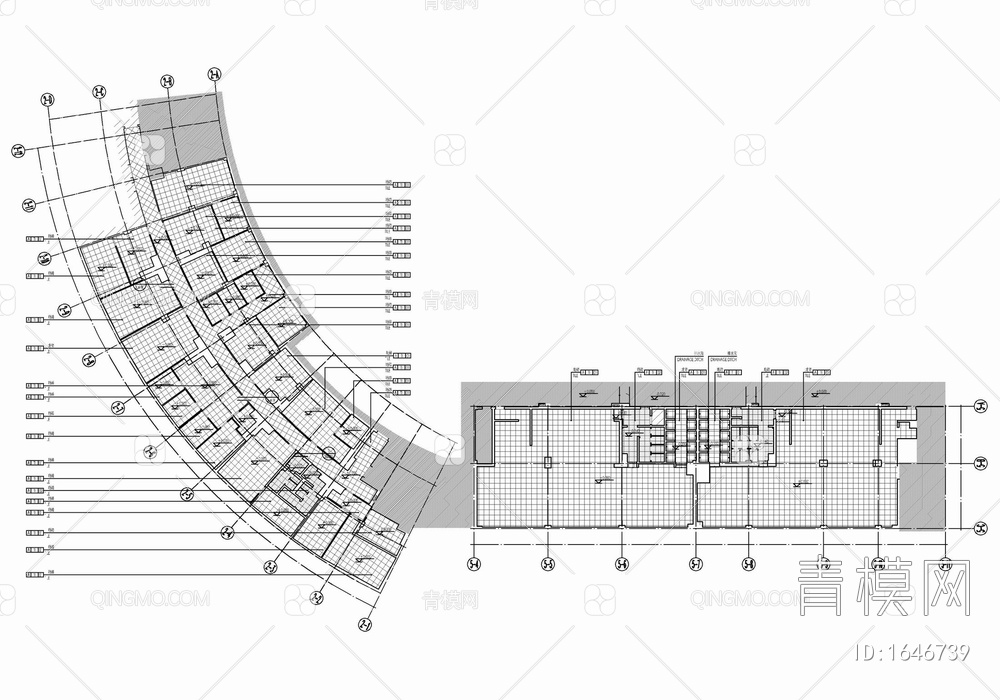 酒店后勤办公室室内施工图 办公室 后勤【ID:1646739】