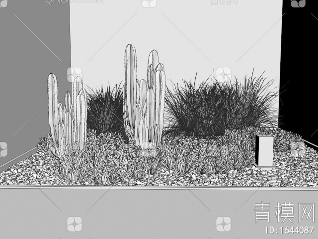植物景观 苔藓草堆 植物堆 草丛 仙人掌 室内植物造景3D模型下载【ID:1644087】
