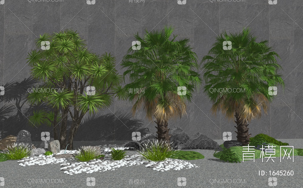 棕榈树 热带景观树 乔木SU模型下载【ID:1645260】