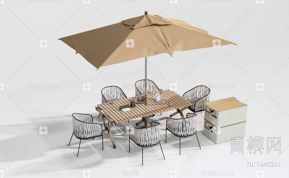 户外桌椅 露营桌椅 休闲桌椅 藤编户外椅3D模型下载【ID:1646361】