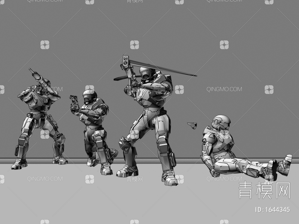 二次元动漫机甲战士游戏人物3D模型下载【ID:1644345】