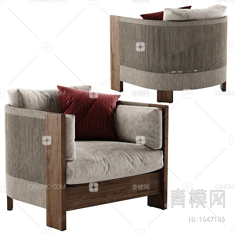 单人沙发3D模型下载【ID:1647186】