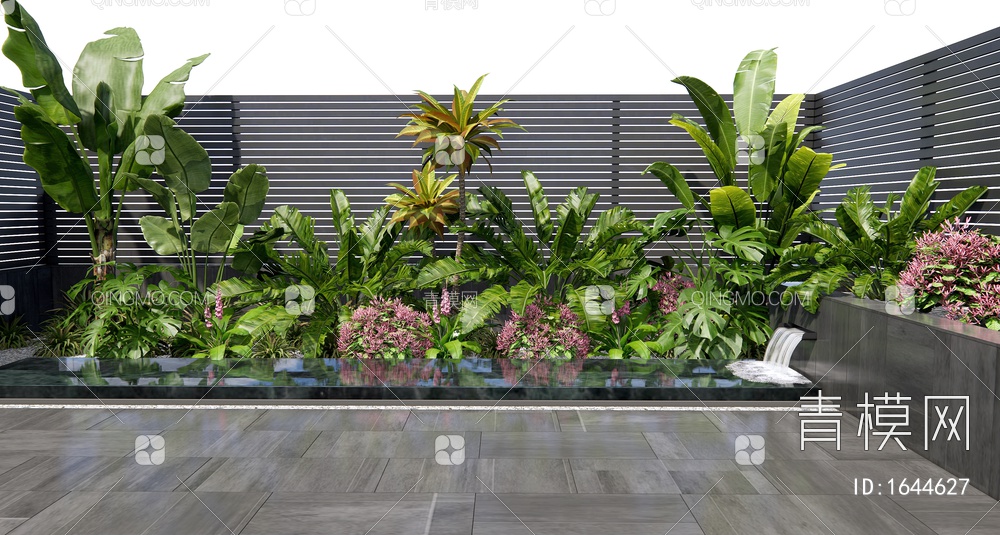 植物组合 植物堆 热带植物 花境 庭院景观3D模型下载【ID:1644627】