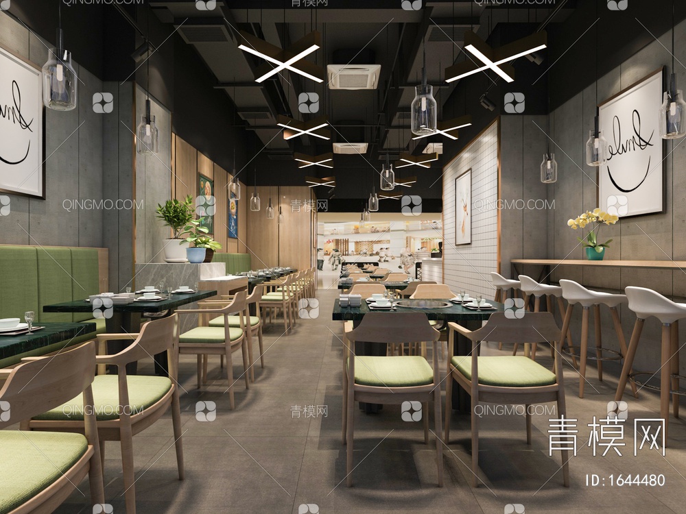 健康 绿色 轻食 快餐厅3D模型下载【ID:1644480】
